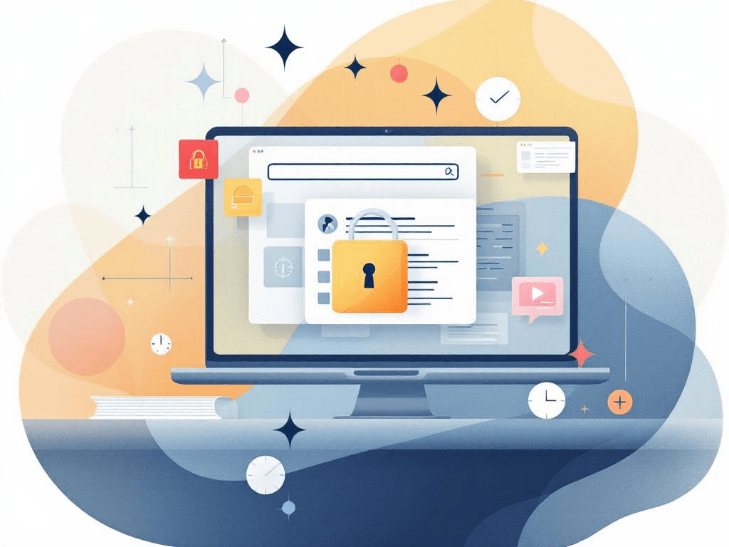 A professional abstract illustration representing the concept of 1Password in Privacy & Cybersecurity
