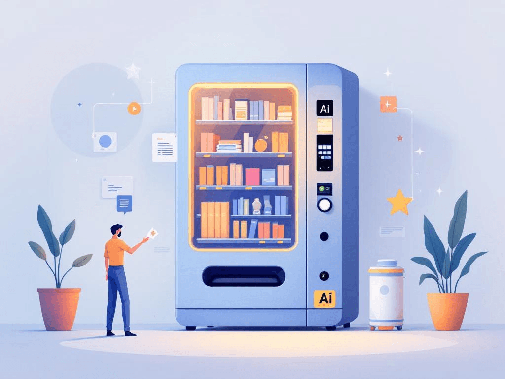 A professional abstract illustration representing the concept of The AI Vending Machine Trap in AI Tools for Professionals